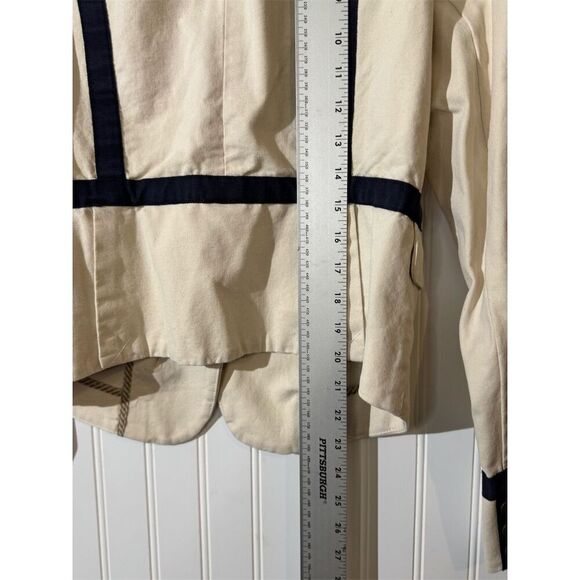 LOFT Structured Cream Blazer Jacket 4 Black Trim Preppy Nautical NWT - Picture 7 of 9